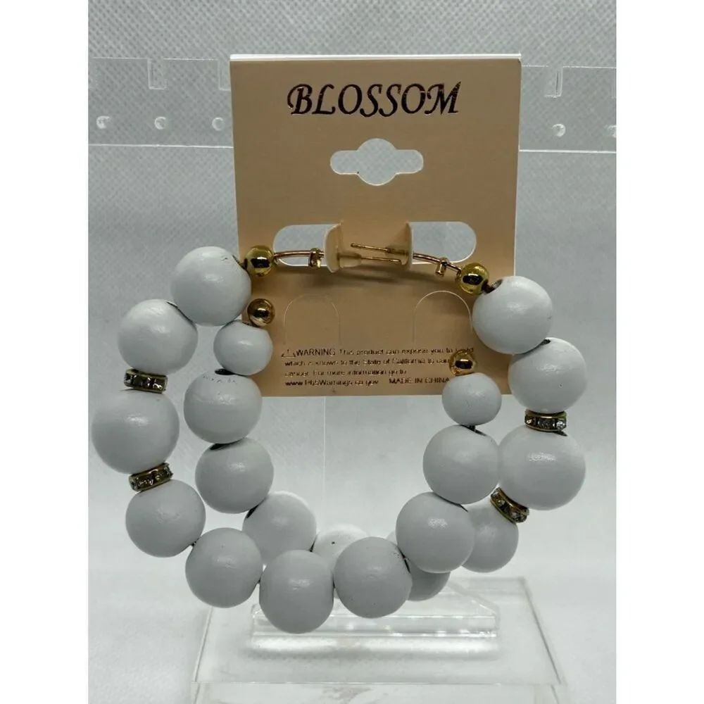 3For$20 Blossom WhiteβBeaded Earrings with Rhinestone Chunky Earrings